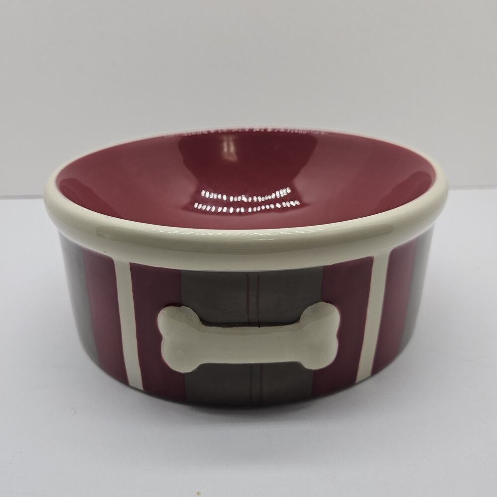 Woolrich Pet Ceramic Multi Color Embossed Dog Bone 7.5"x3" Food Water Dog Bowl